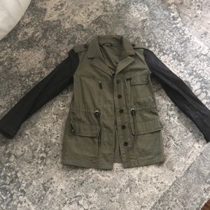 Zara khaki and leather jacket. Medium.